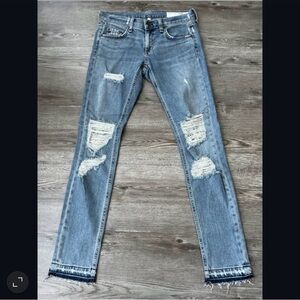 rag bone Dre Boyfriend Jeans Distressed Full Length Raw Hem Womens 24